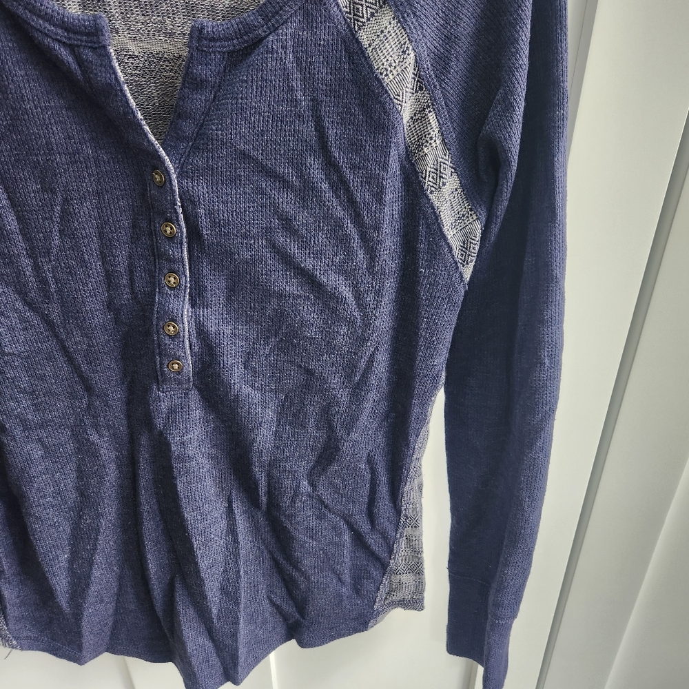 Lucky Brand Thermal Henley Long Sleeve Top Raglan Small - Picture 5 of 6